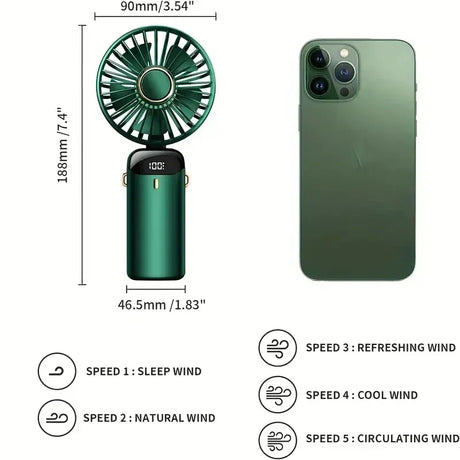 CoolBreeze 5-Speed Handheld Fan